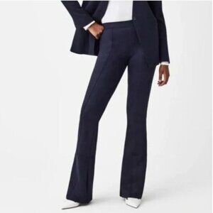 Spanx Faux Suede Flare Pants Classic Navy Boho Coastal Sz‎ Large NWT Comfy Lux